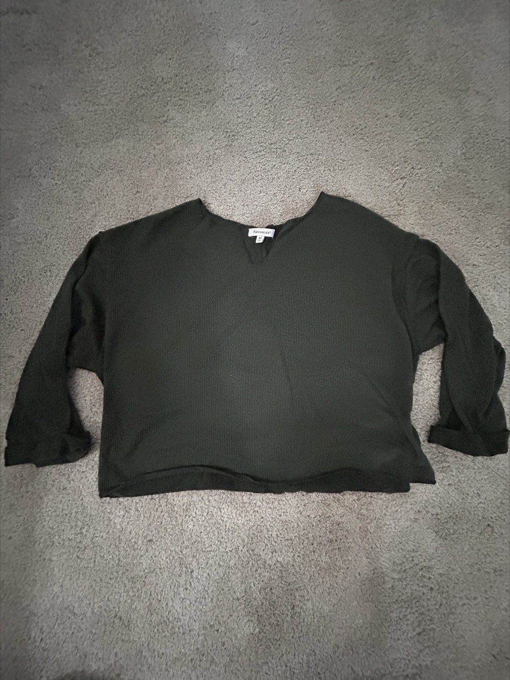 Francesca's Ribbed Cropped Sweater in Green Size Medium Like New